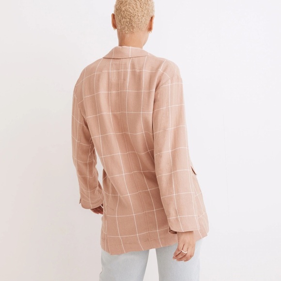 Madewell XS Breezewoven Larsen Windowpane Blazer Sandstone Jacket - Picture 2 of 9